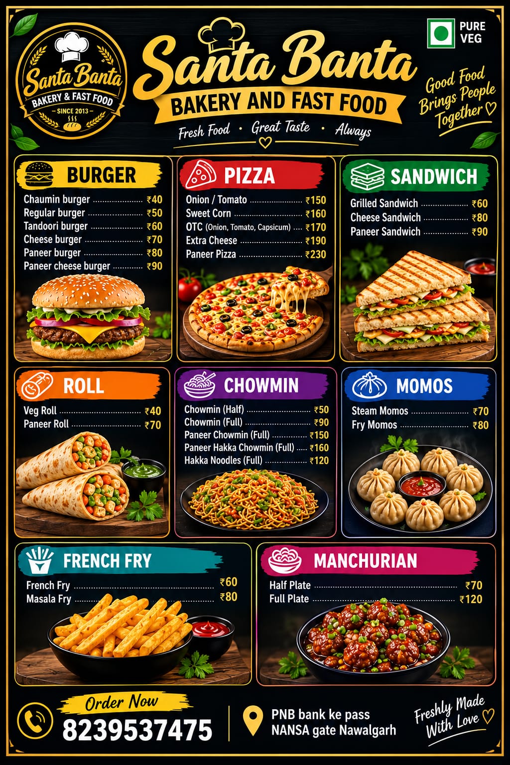 Celebrate every occasion with joy and flavor at Santa Banta Bakery and Fast Food