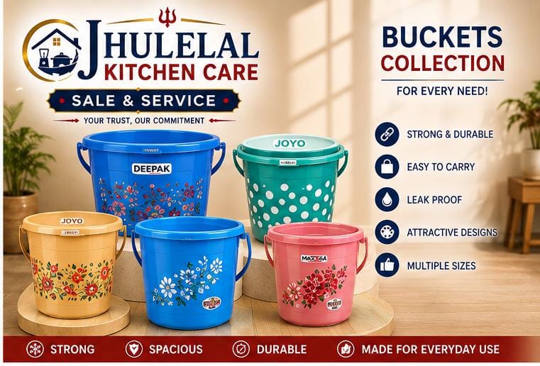 Discover a vibrant collection of buckets at Jhulelal Kitchen