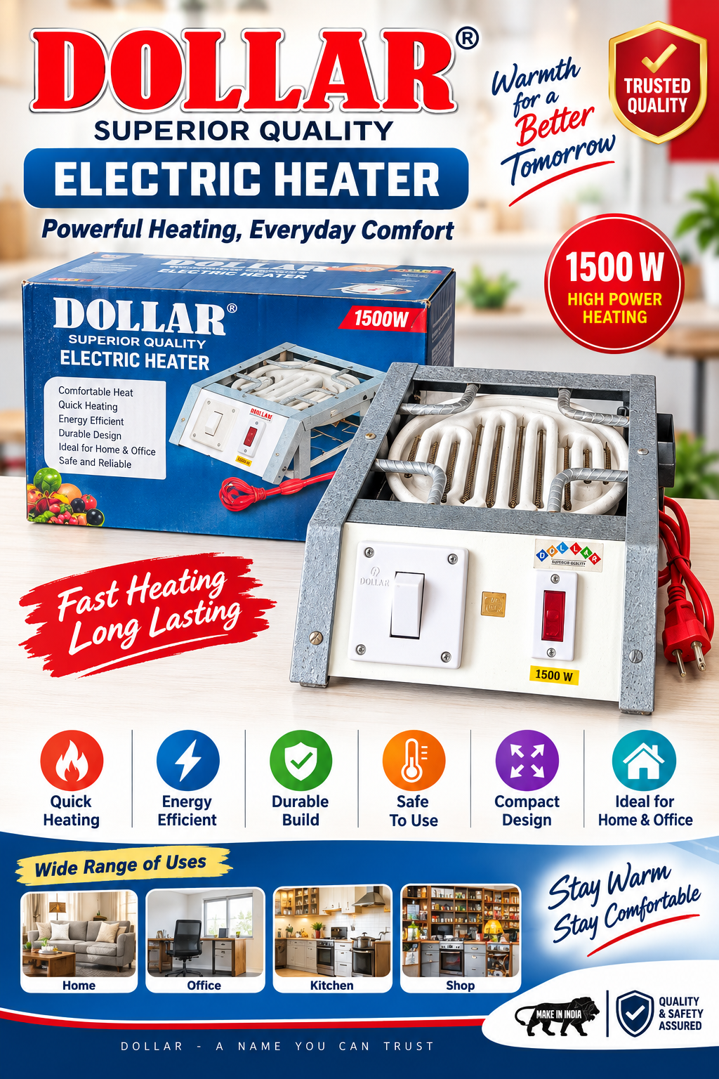 Embrace the chill with the superior quality electric heaters from Dollar, now av