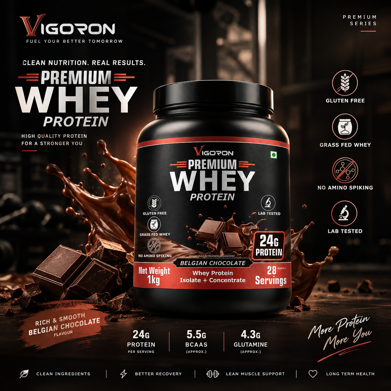 Fuel your fitness journey with the exceptional quality of Vigoron Premium Whey P
