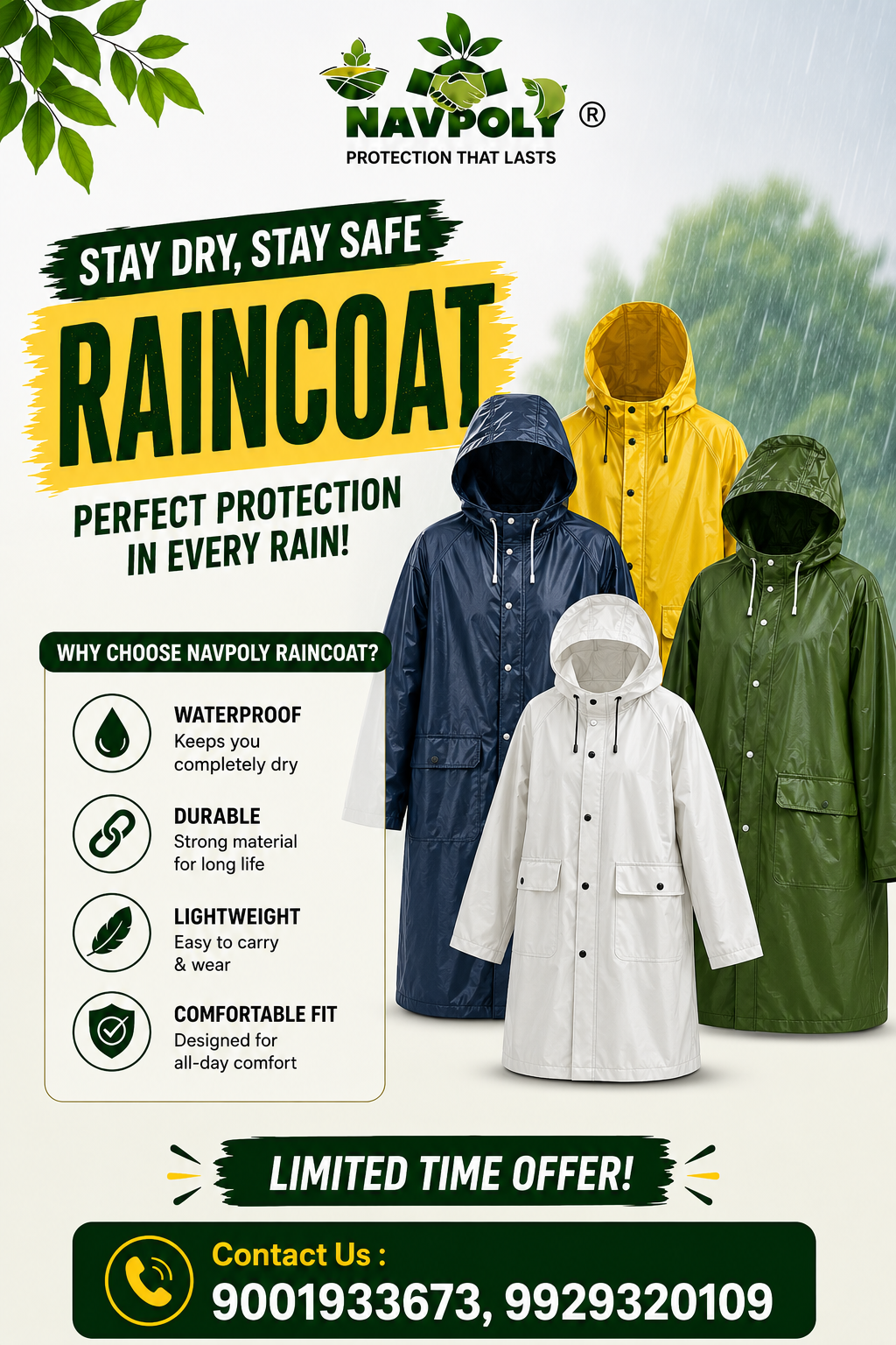 Stay dry and protected in every downpour with Navpoly Rainco