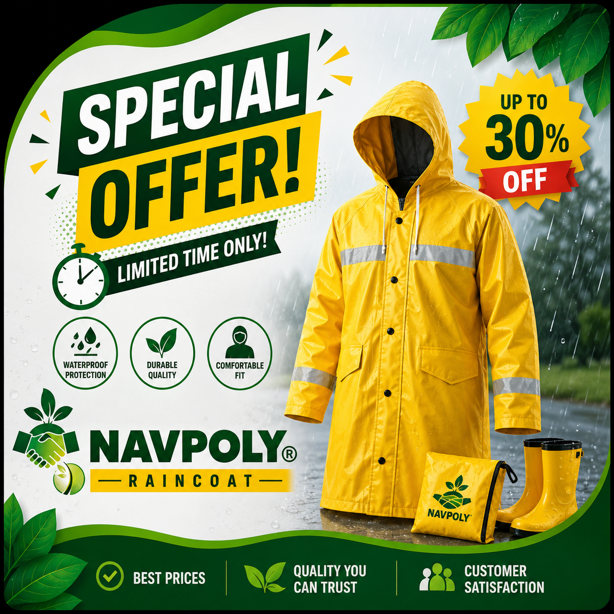 Stay protected this rainy season with NAVPOLY Raincoats. Des