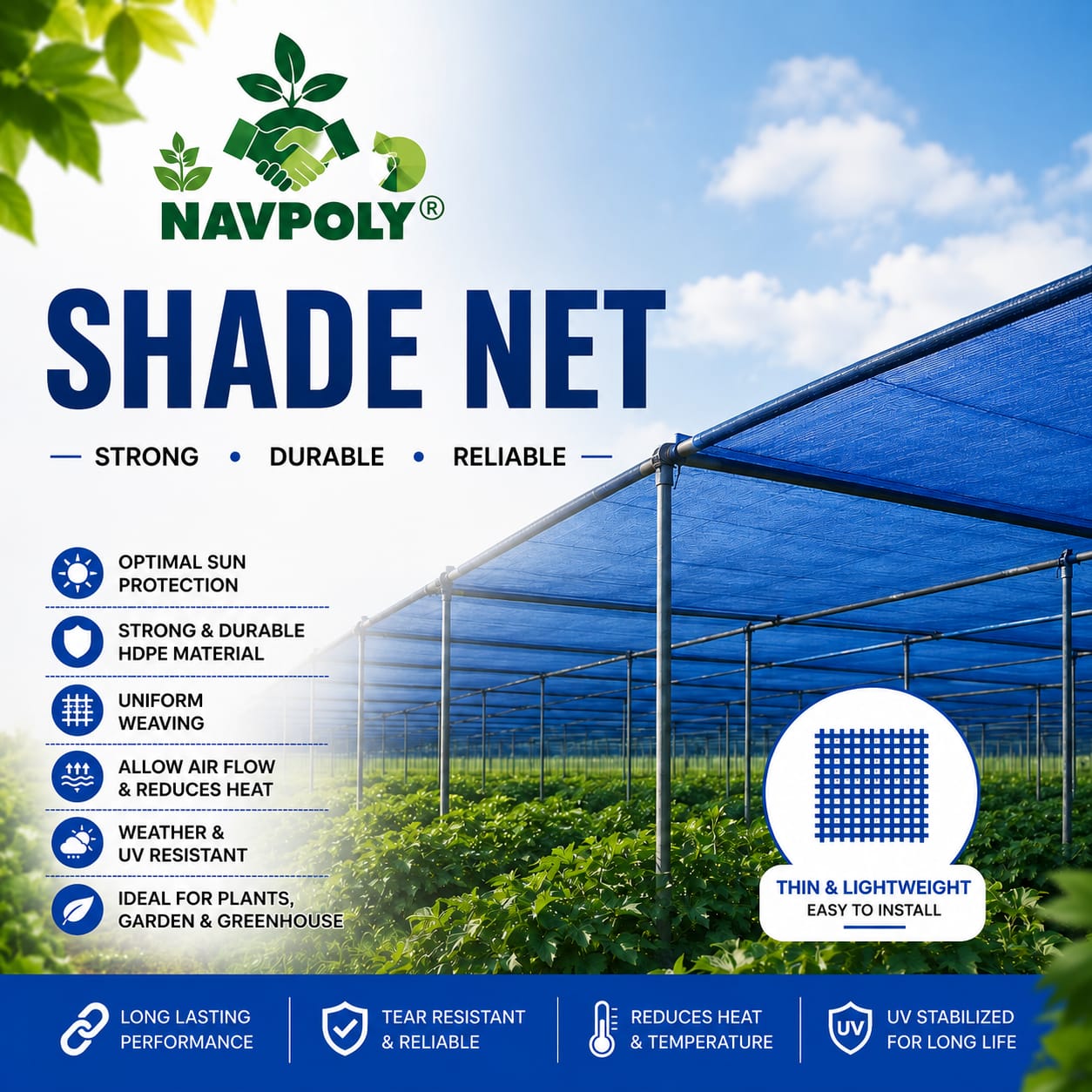 🌿 NAVPOLY Shade Net — smart protection from harsh sunlight 