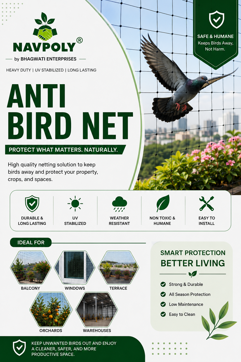 Protect Your Space. Keep Birds Away. 🐦🚫
NAVPOLY Anti Bird