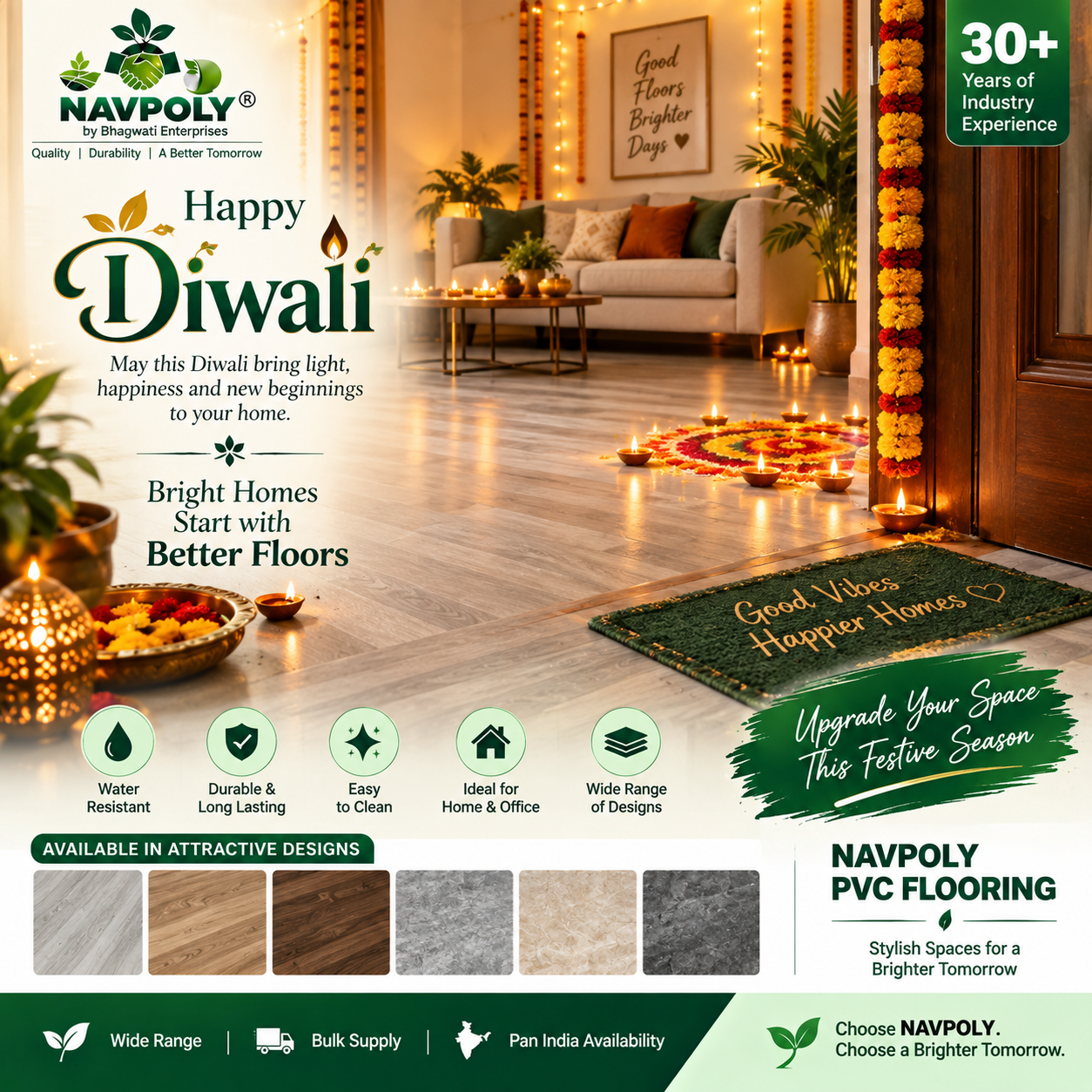 🪔 Brighten your spaces this Diwali with NAVPOLY PVC Flooring! ✨

Stylish • Du