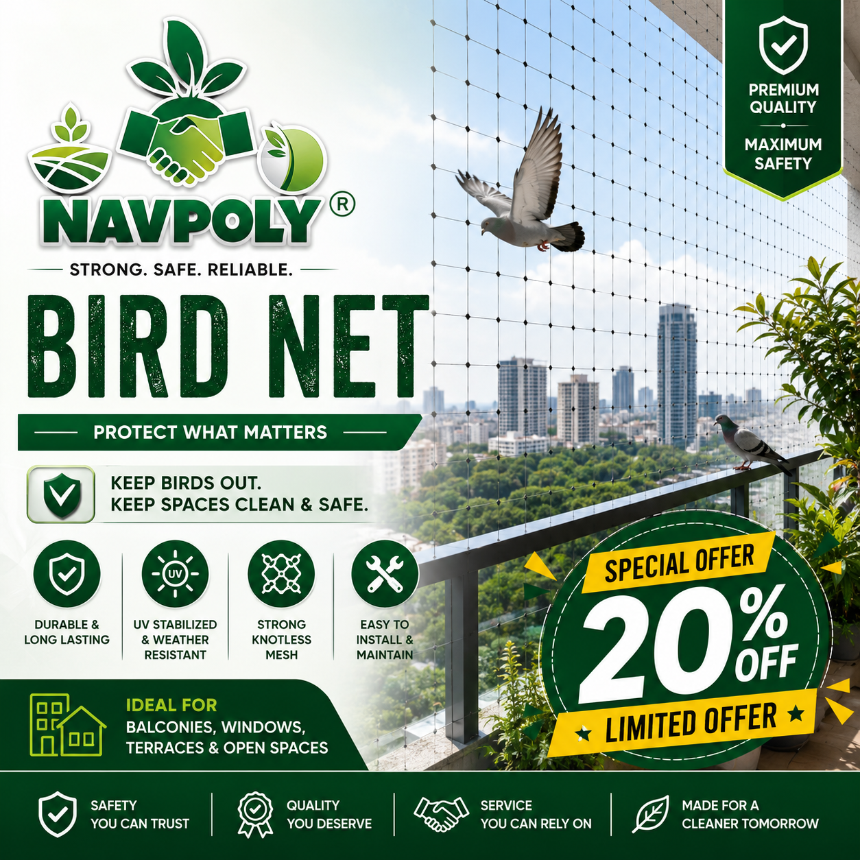 🕊️ NAVPOLY Bird Net – Protect What Matters

Keep your hom