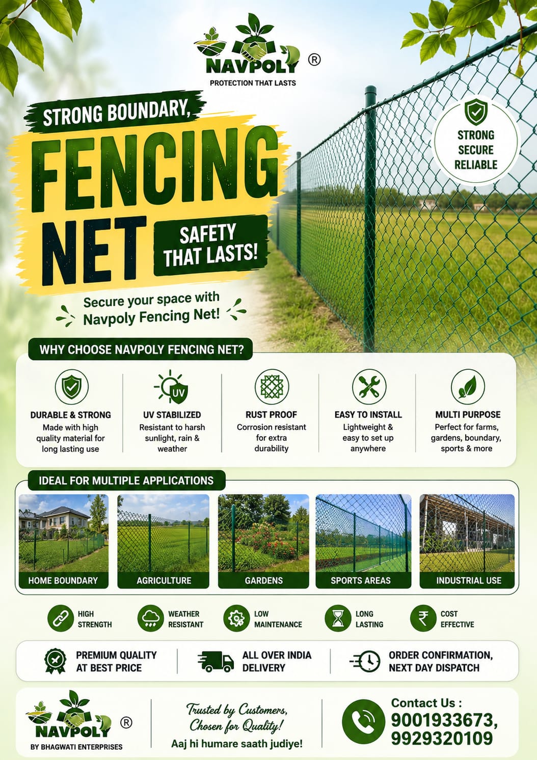 Secure your spaces with Navpoly Fencing Net—strong, durable,