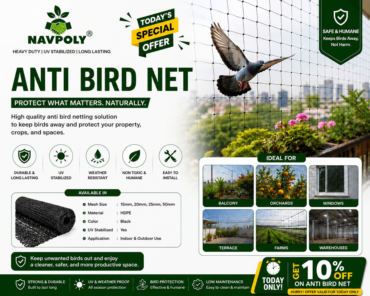 Keep unwanted birds away, protect your space. 🐦🛡️

NAVPO