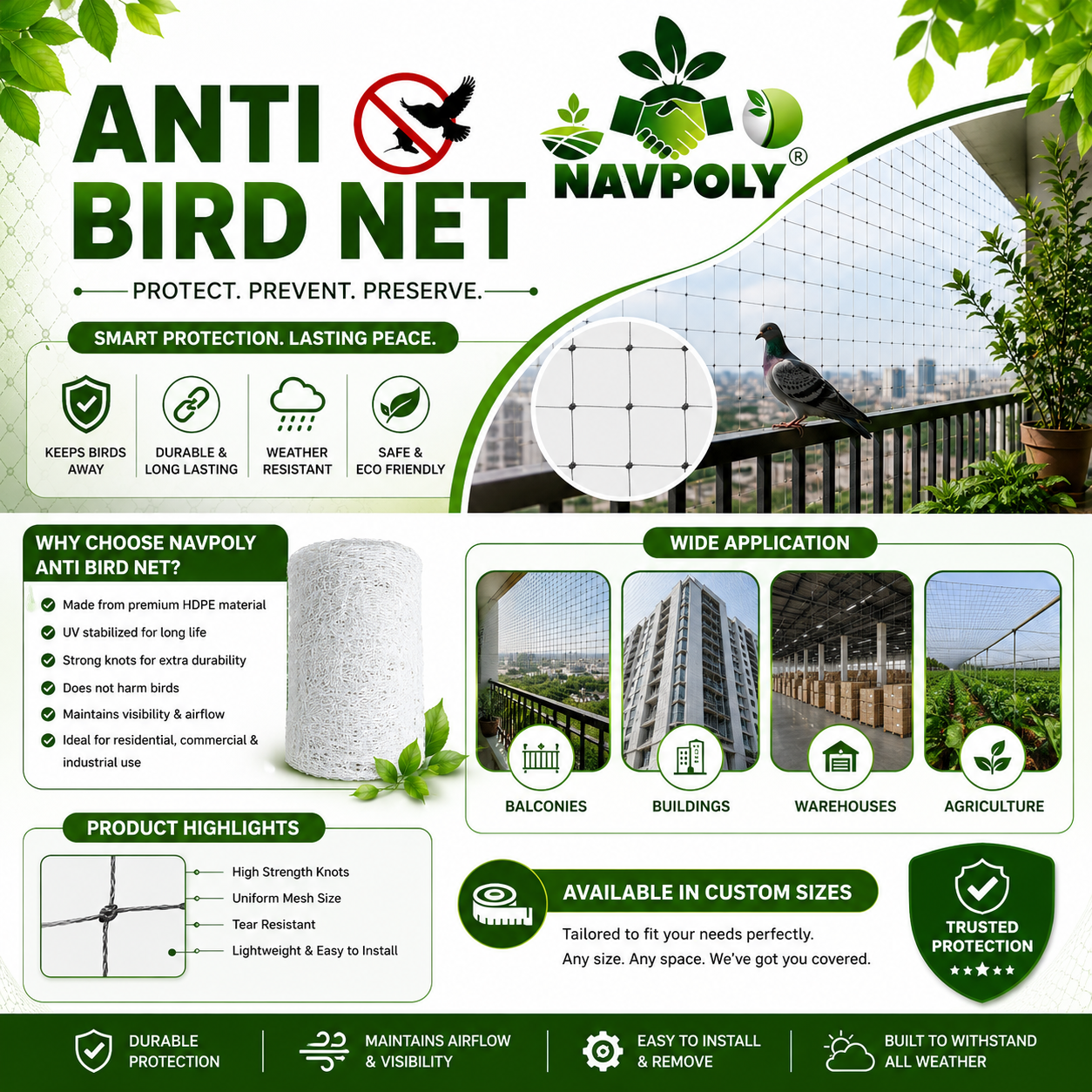 Keep birds out. Keep your space protected. ✅
Choose Navpoly