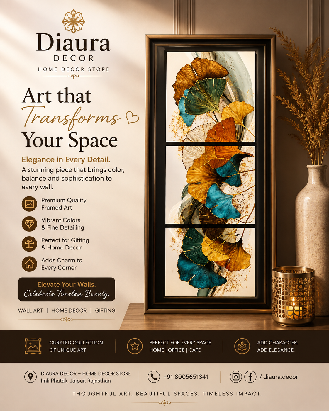 Discover the art that transforms your space at Diaura Decor,