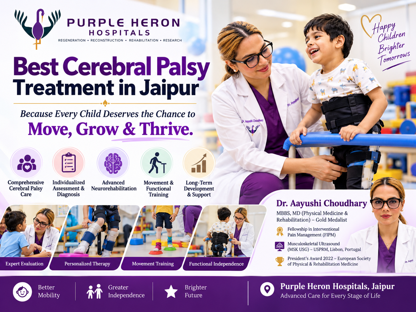 🧠 Best Cerebral Palsy Treatment in Jaipur | Purple Heron Ho