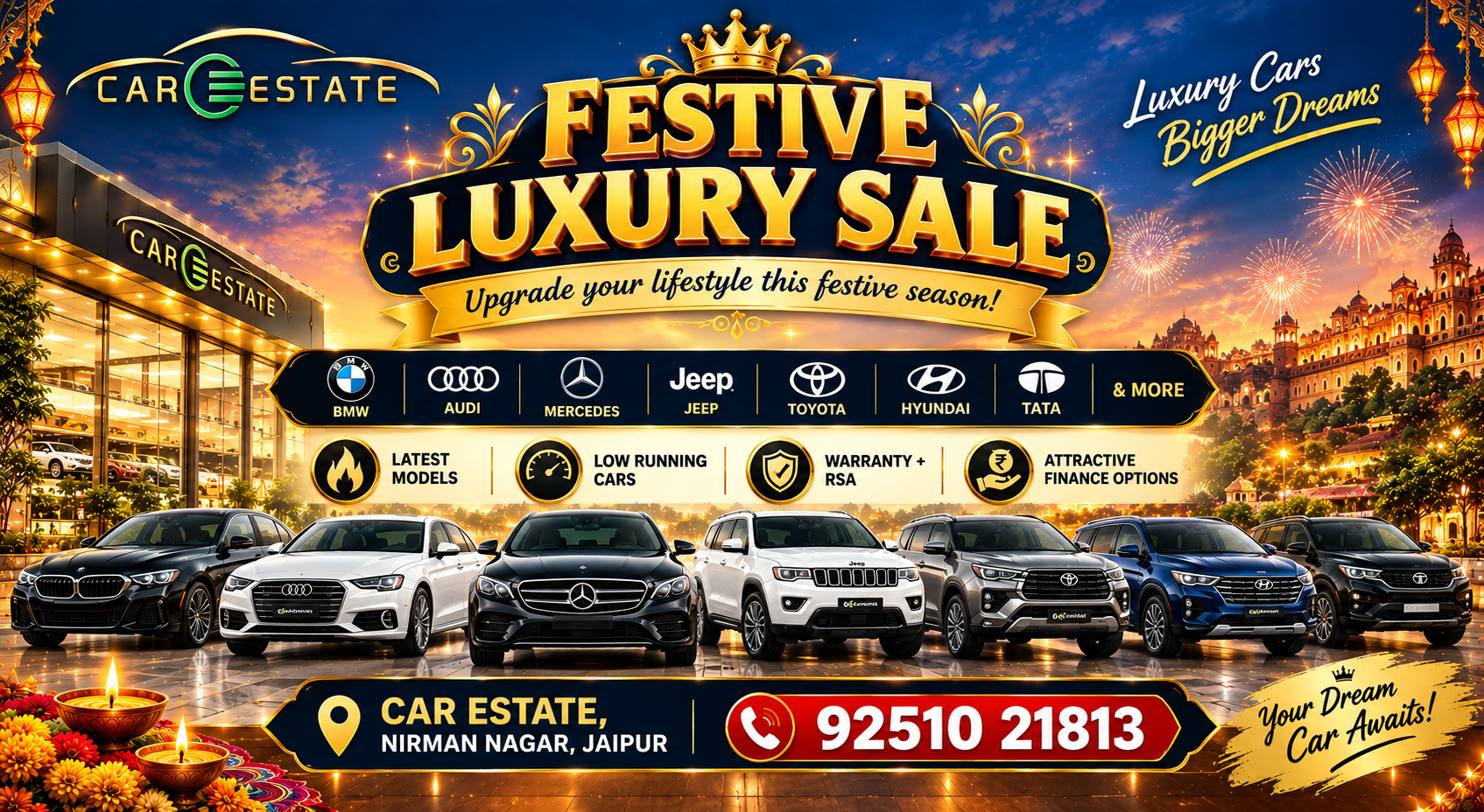 **🎉 FESTIVE SEASON = DREAM CAR SEASON! 🚗✨**

Is festive season apni favourit