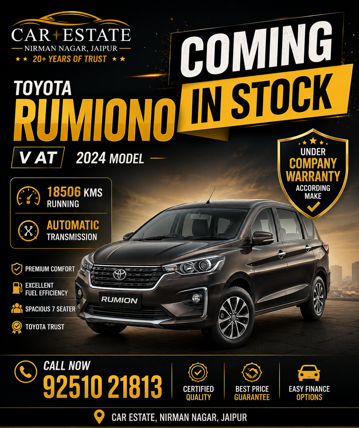 Get ready, Jaipur! A stunning Toyota Rumion, 2024 model, is 