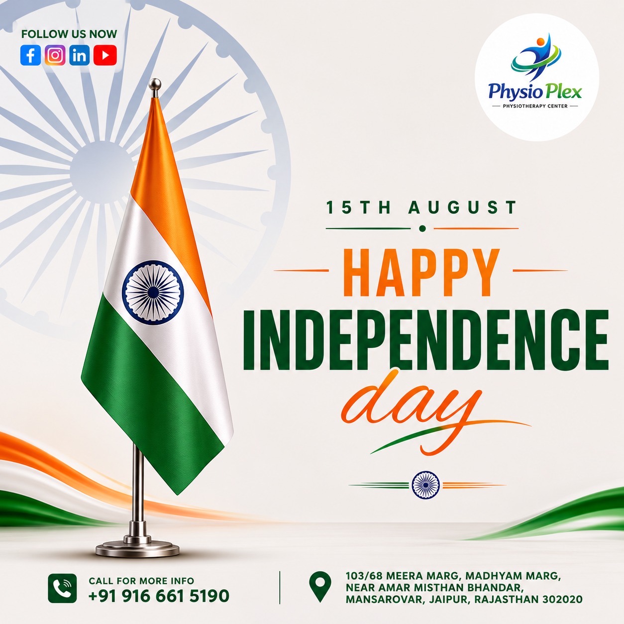 As India celebrates Independence Day, we at Physio Plex in M