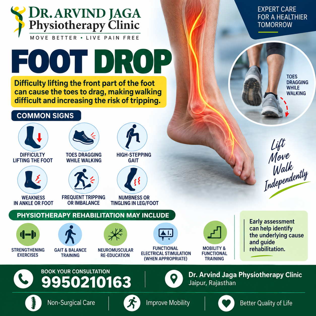 Experiencing difficulty lifting the front part of your foot?