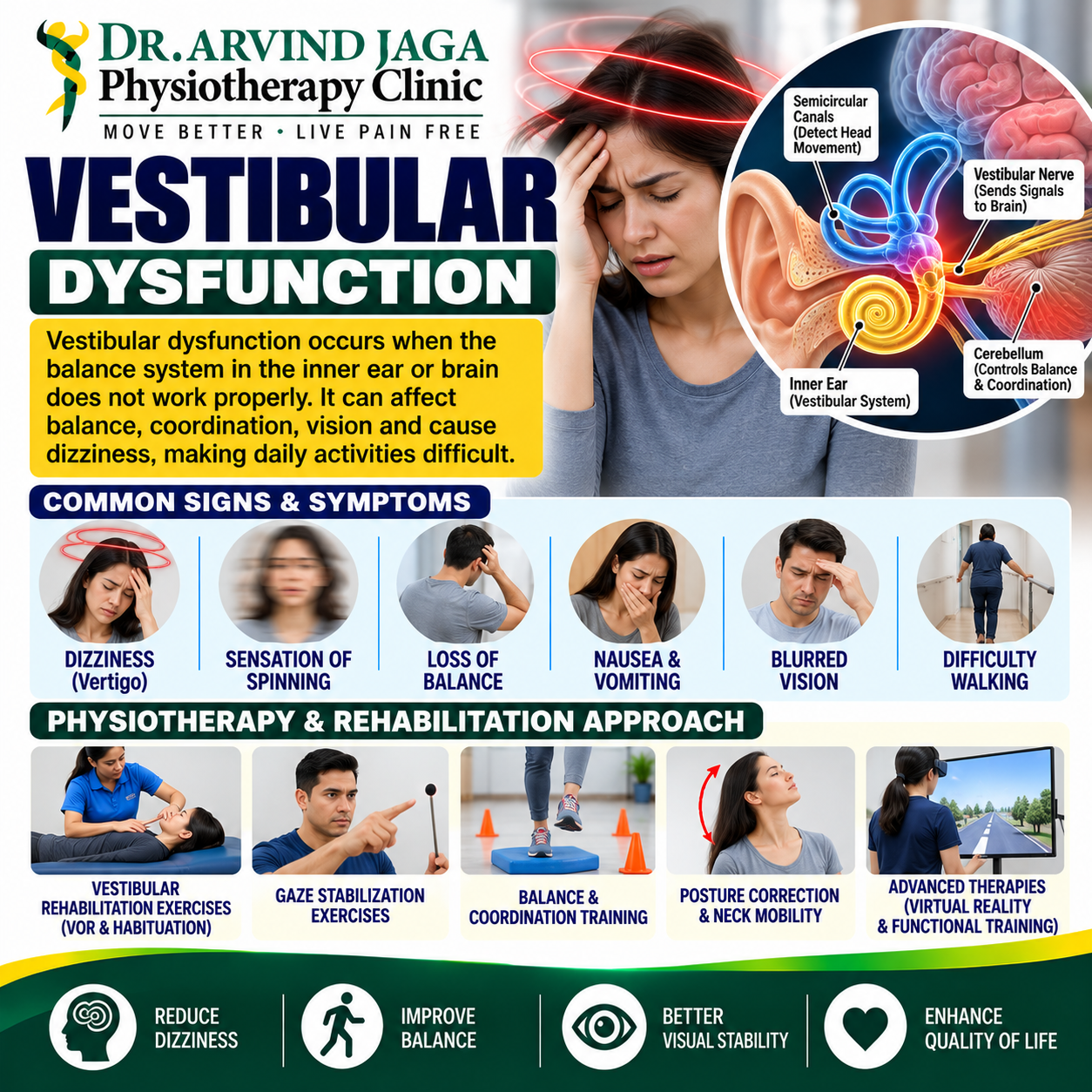 Experiencing dizziness, vertigo, or a persistent feeling of 