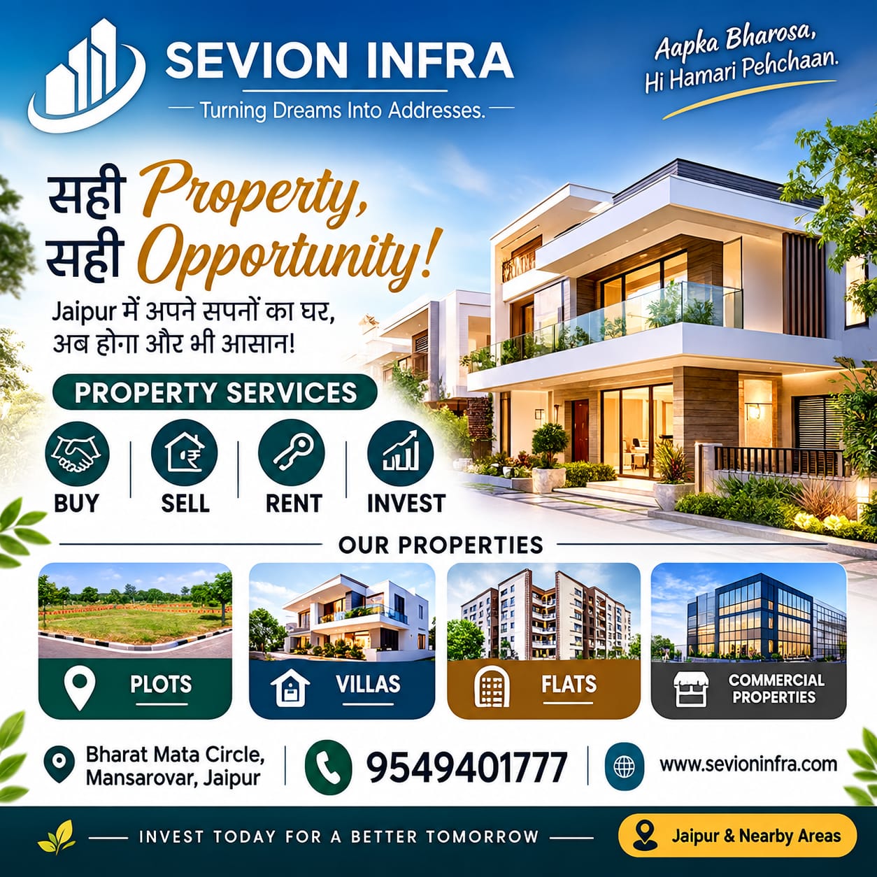 Your dream home in Jaipur is closer than you think! At Sevion Infra Pvt. Ltd., w