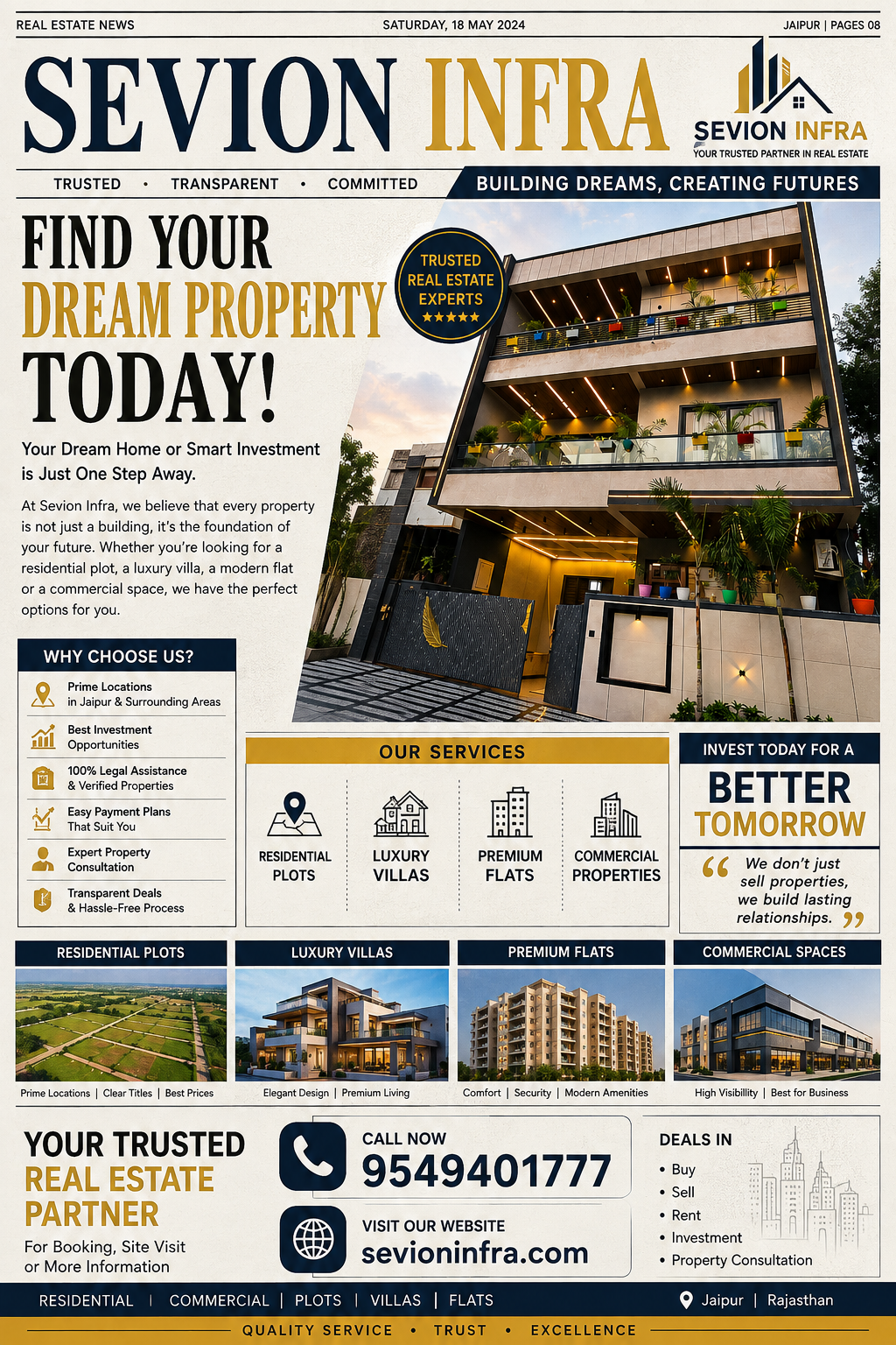 Discover your perfect property in Jaipur with Sevion Infra Pvt. Ltd., your trust