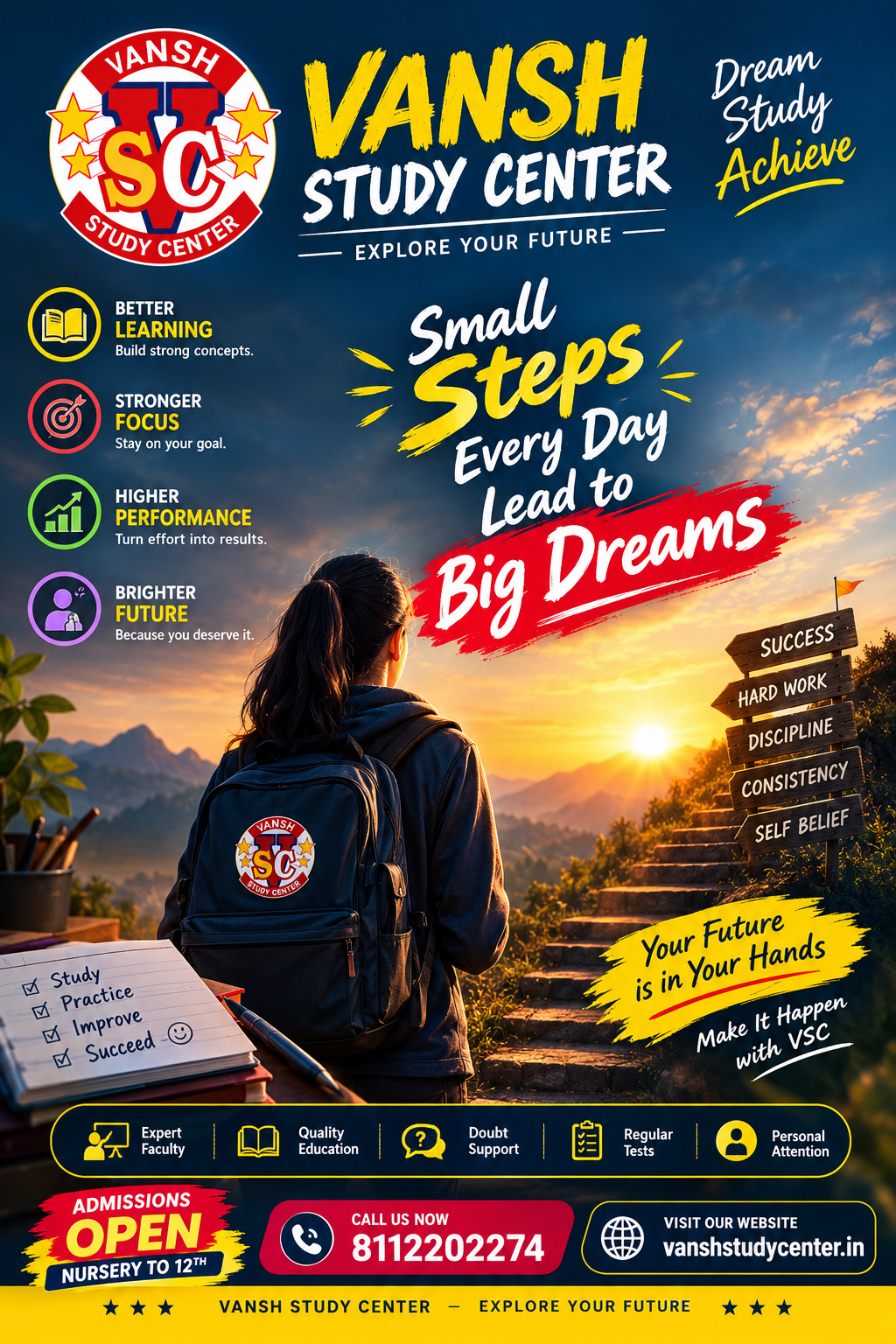 At VANSH STUDY CENTER, we believe that "Small Steps Every Da