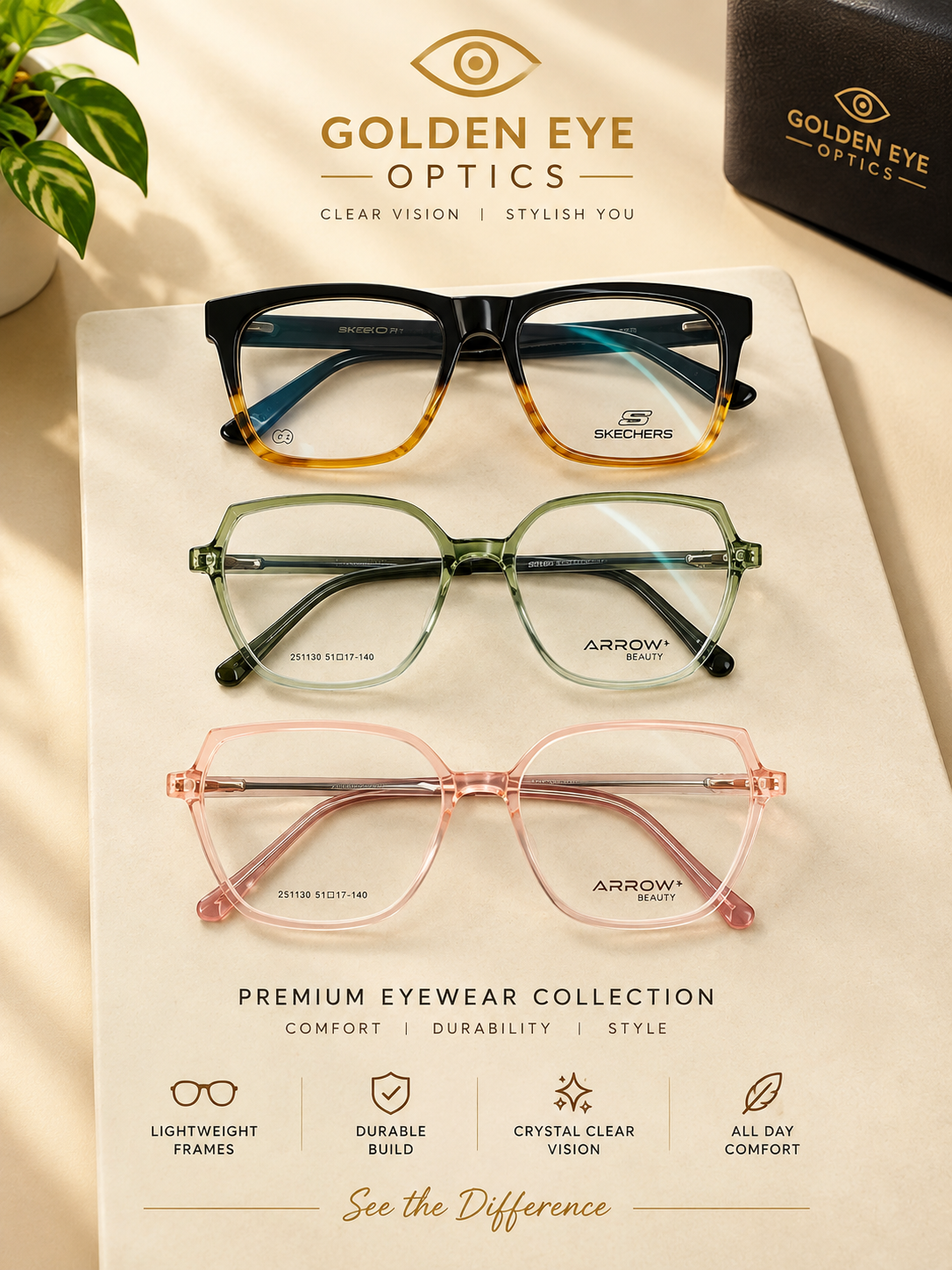 Discover your perfect vision and style at Golden Eye Optics, your trusted optica