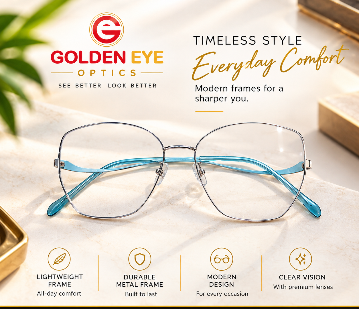 Discover timeless style and everyday comfort with Golden Eye Optics, your premie
