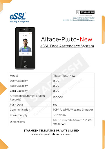 eSSL AiFace Pluto New is a compact AI-based face r