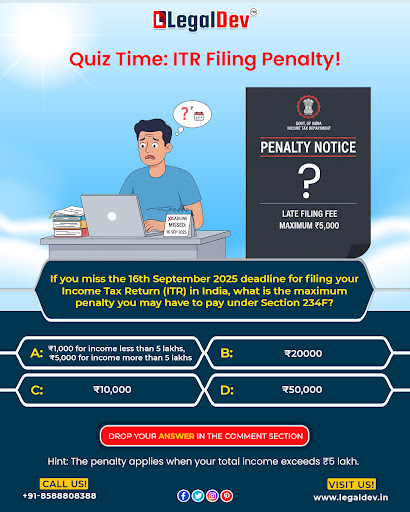 ❓ ITR Filing Penalty Quiz! 🧾

Missed the 16th September 202
