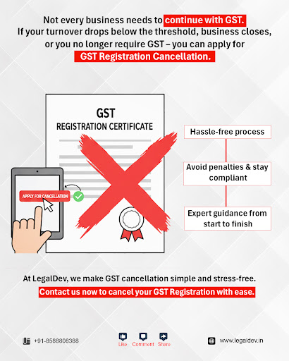 🔍 Does your business no longer need GST?
Don’t delay cancel your GST Registrat