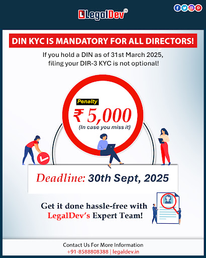 🚨 Attention Directors! 🚨
DIN KYC is mandatory, avoid a hefty ₹5,000 penalty b