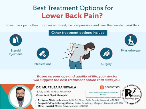 Lower back pain often improves with rest, ice compression, a