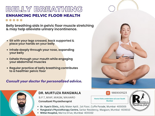 Deep belly breathing techniques promote pelvic floor health during pregnancy. Th