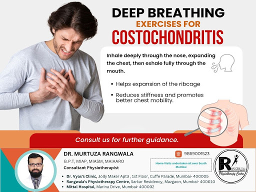 Deep breathing exercises can help alleviate chest discomfort