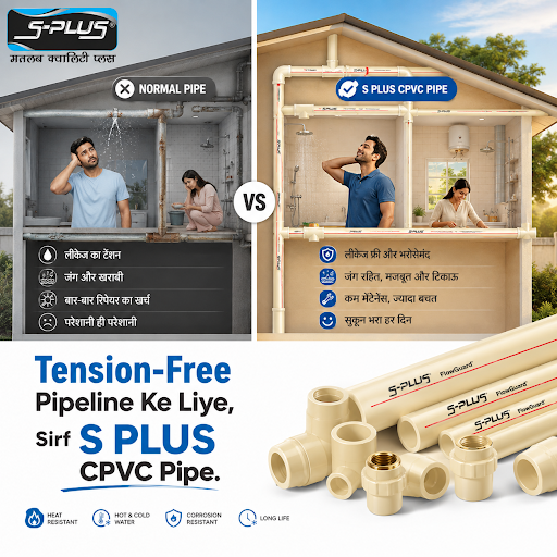 Tension-Free Pipeline Ke Liye, Sirf S PLUS CPVC Pipe