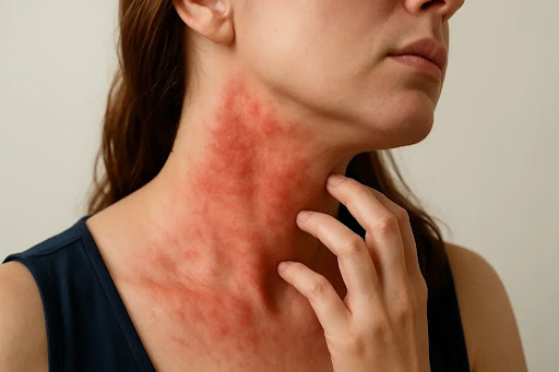 Red, itchy or irritated skin can be a sign of a skin conditi
